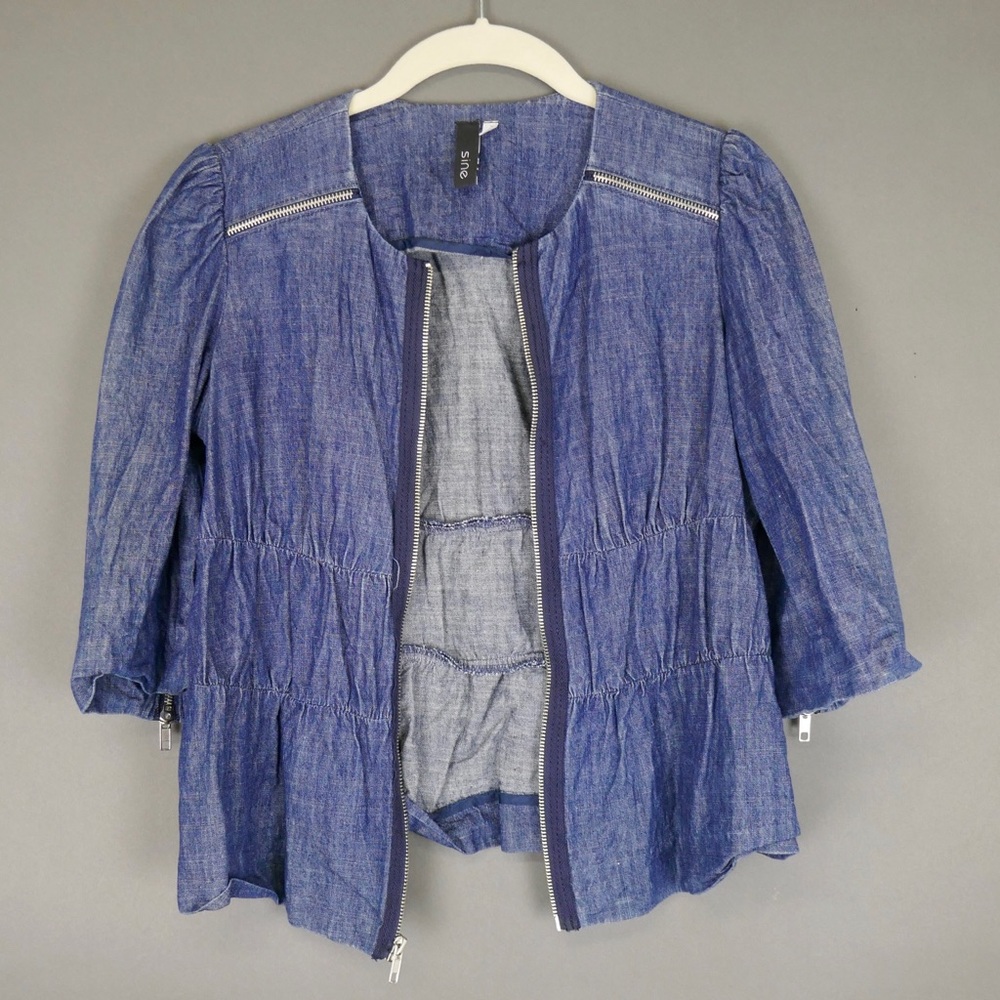Anthropologie Sine Zipper Blue Denim Jean Jacket